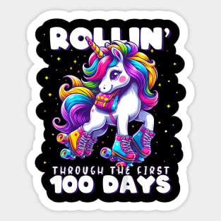 100 Days of School Girls Teacher 100th Day Unicorn Outfit Sticker